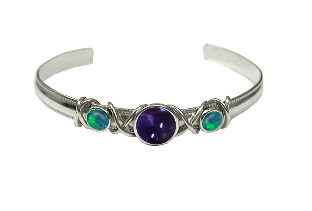 Sterling Silver Hand Made Cuff Bracelet With Iolite and